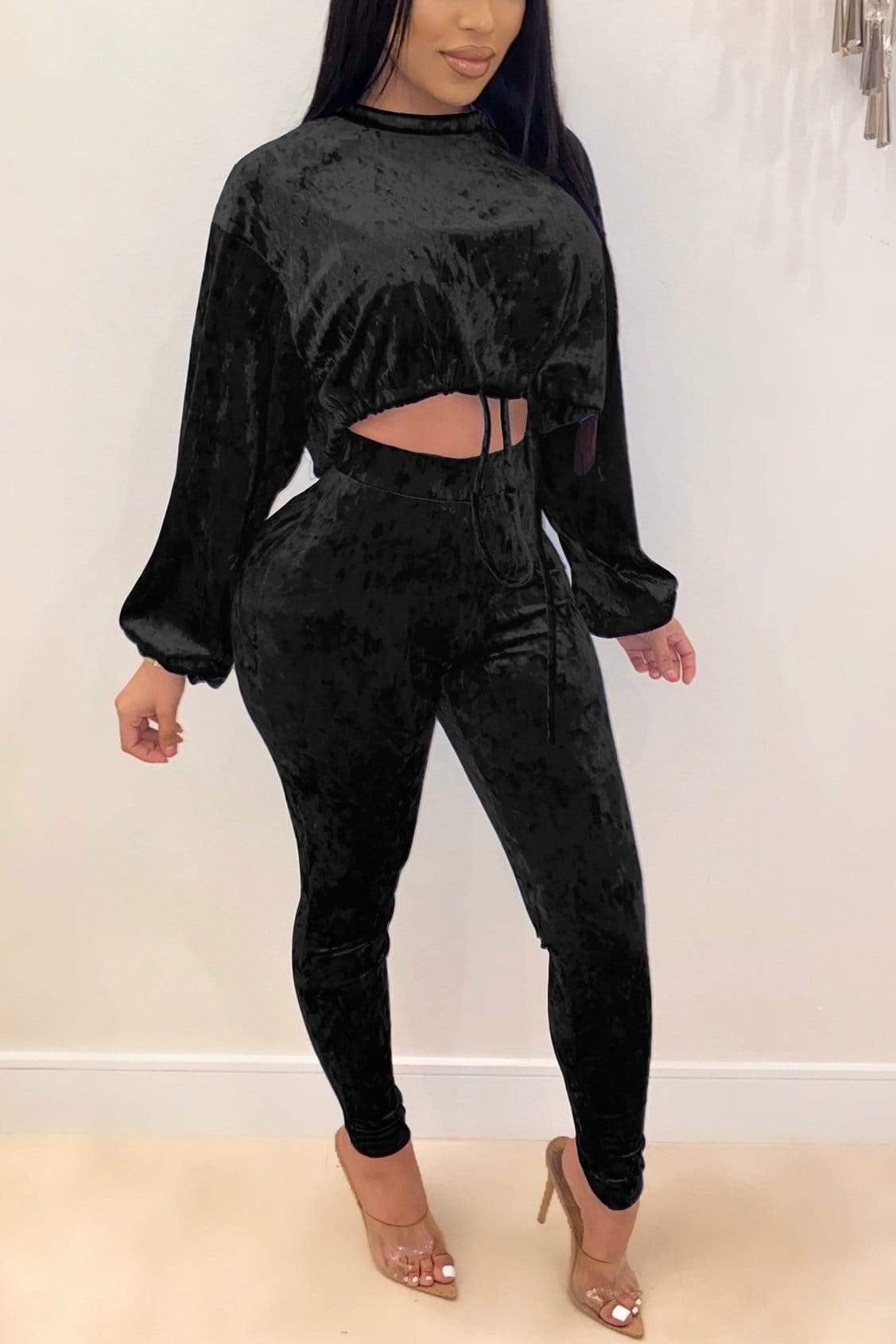 Casual Velvet Long Sleeve Two Piece