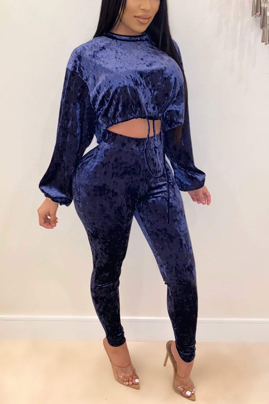 Casual Velvet Long Sleeve Two Piece