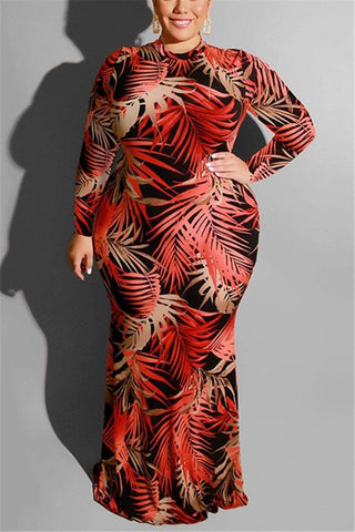 Tight Sexy Leaf Print Dress