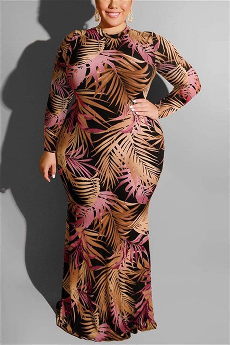 Tight Sexy Leaf Print Dress