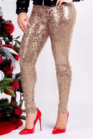 Fashion Slim Sequins With Lining Trousers(�ships within 24 hours)