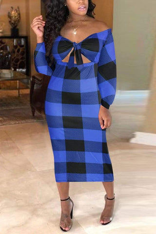 Fashion Plaid Wrap Chest Dress