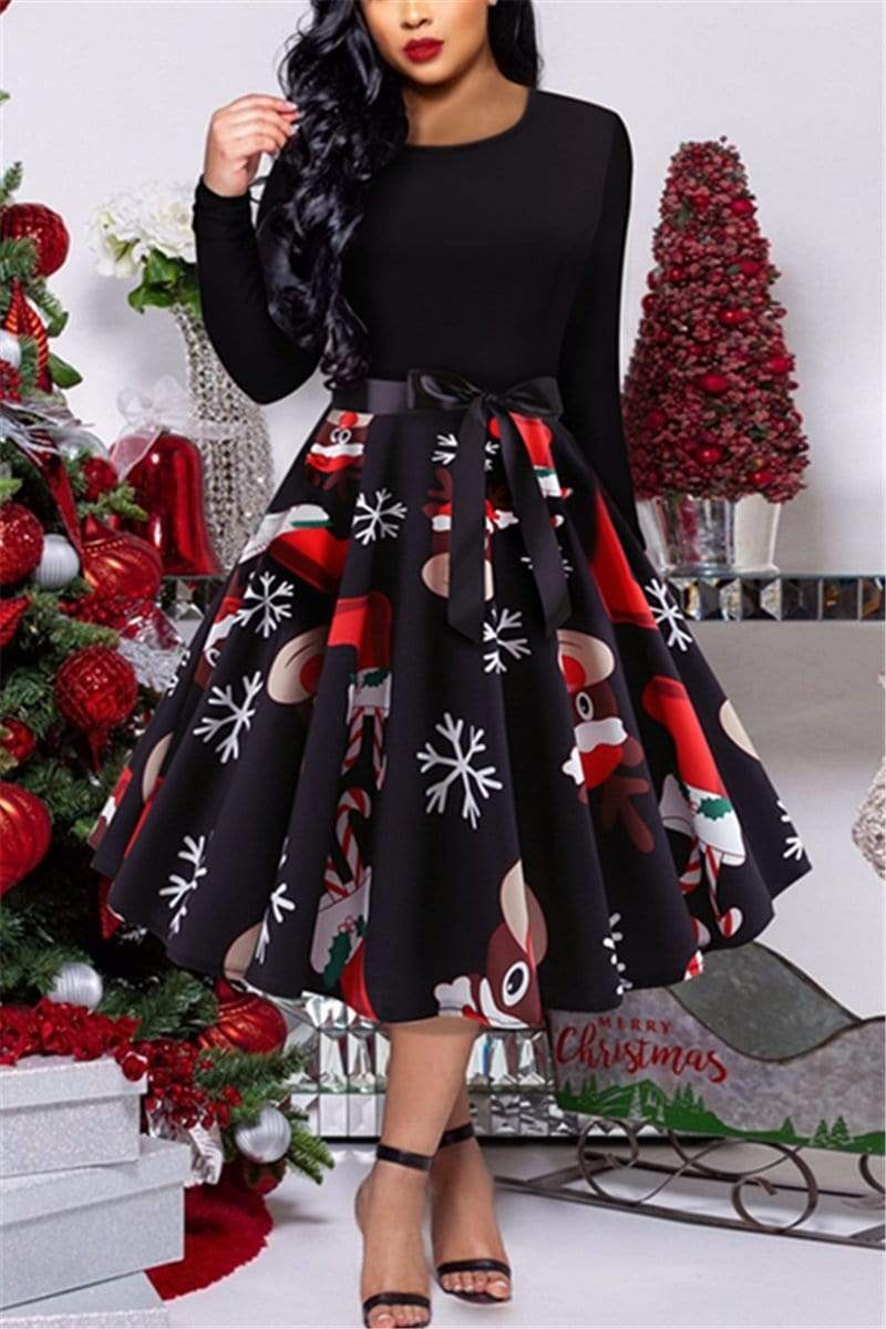 Fashion Vintage Printed Swing Dress