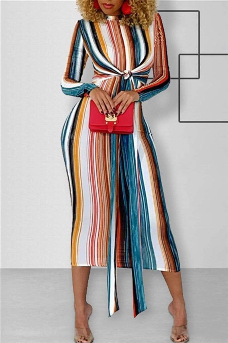 Fashion Strap Striped Dress