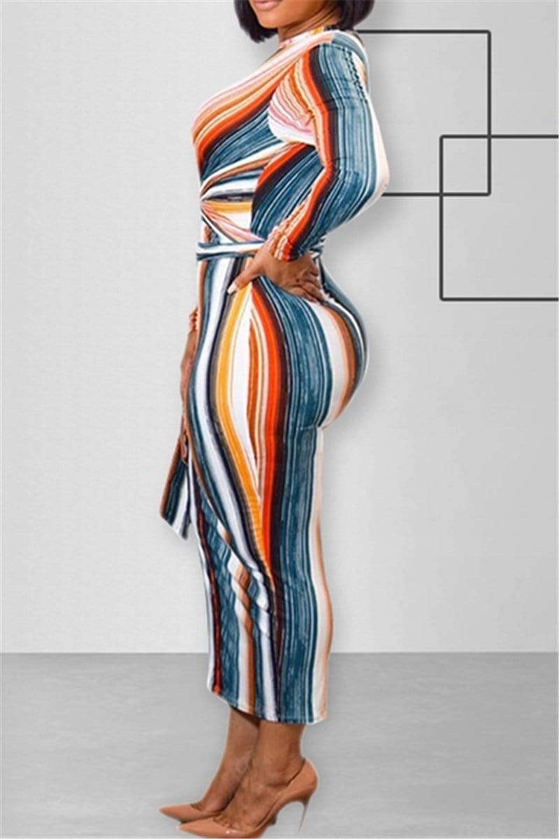 Fashion Strap Striped Dress