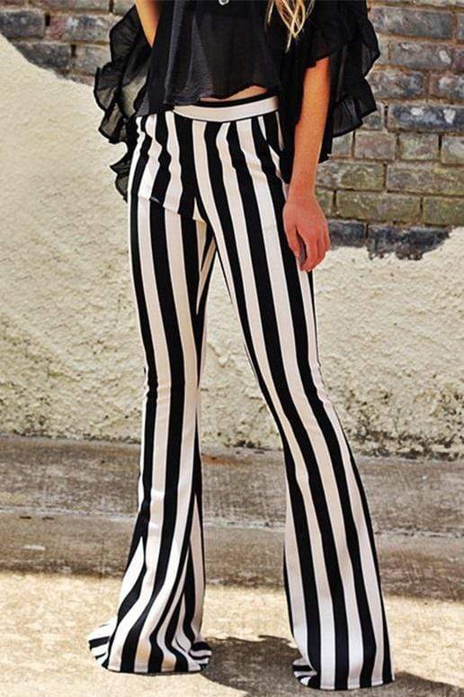 Fashion Striped Micro-Flared Trousers