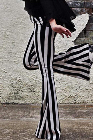 Fashion Striped Micro-Flared Trousers