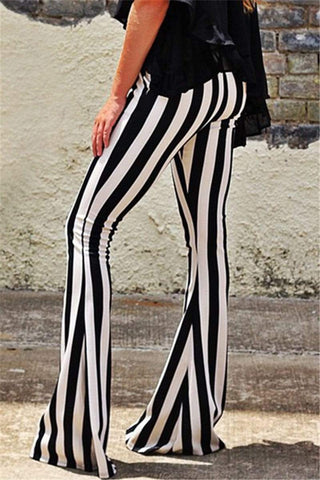 Fashion Striped Micro-Flared Trousers