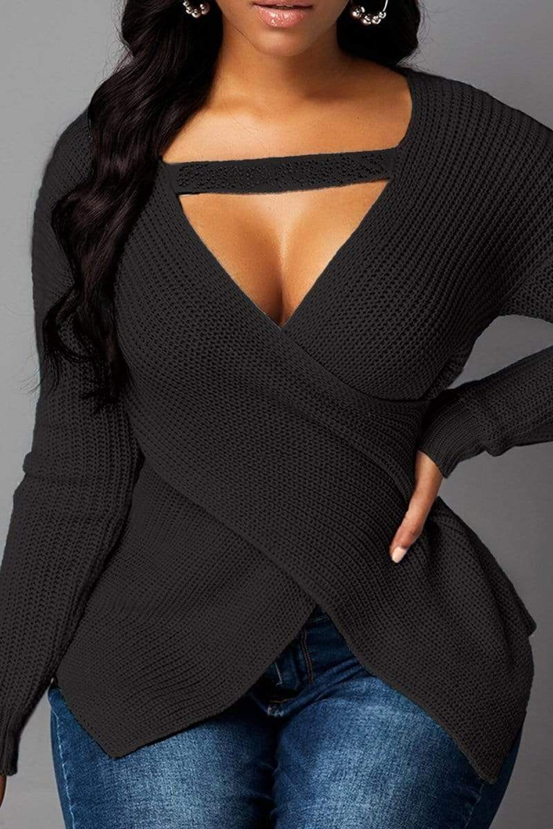 Stylish Cross V-Neck Bottoming Sweater