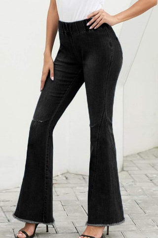 Fashion Washed Denim Flared Pants