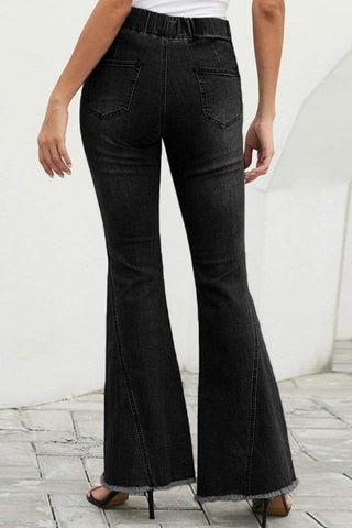 Fashion Washed Denim Flared Pants