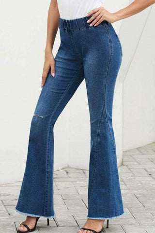 Fashion Washed Denim Flared Pants