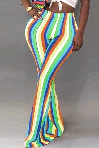 Casual Rainbow Striped Print Pants