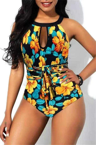 Sexy Slim Print Lace-up Swimsuit