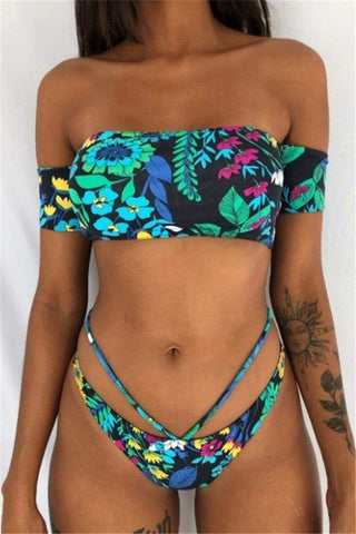 Stylish Tube Top Printed Swimsuit