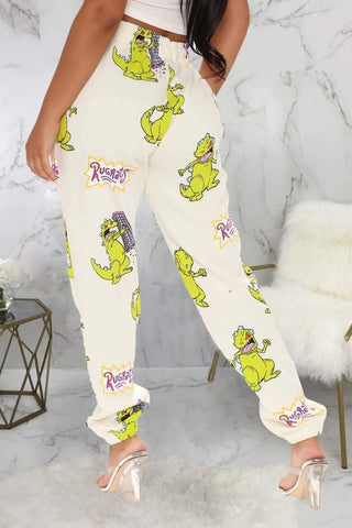 Fashion Cartoon Print Straight Trousers