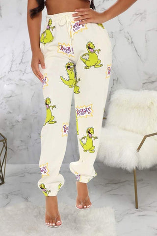 Fashion Cartoon Print Straight Trousers