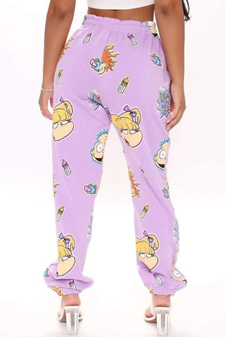 Fashion Cartoon Print Straight Trousers