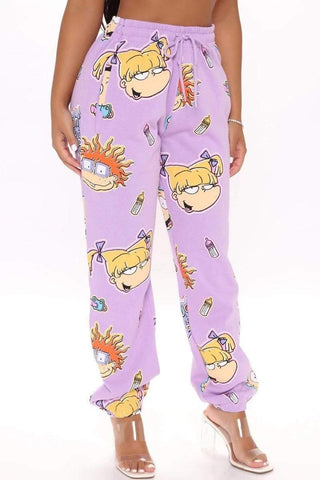 Fashion Cartoon Print Straight Trousers