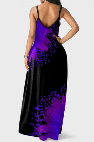 Sexy Sling Print Floor Length Dress