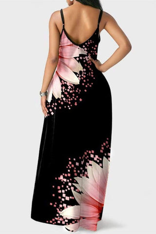 Sexy Sling Print Floor Length Dress