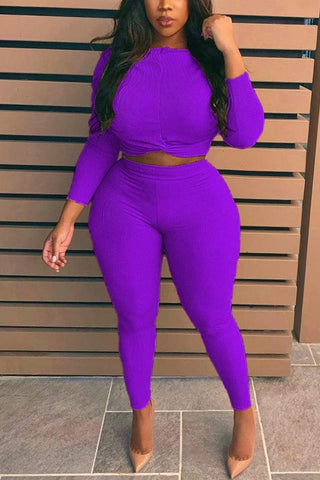 Fashion Plus Size Solid Color Set