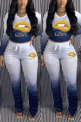 Free-shipping-online-clothing-fashion-gradual-change-lips-printed-set