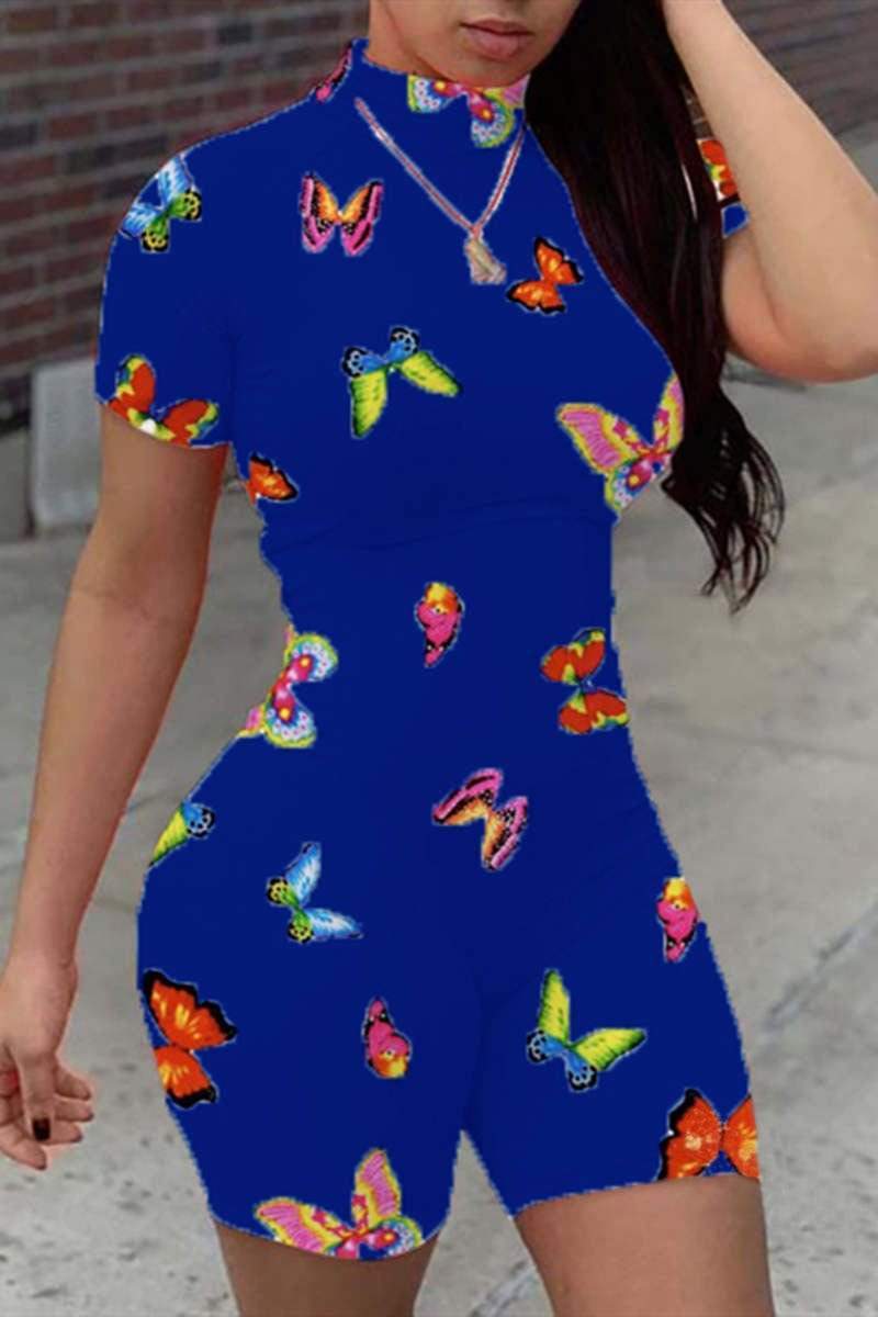 Fashion Sexy Skinny Butterfly Print Romper