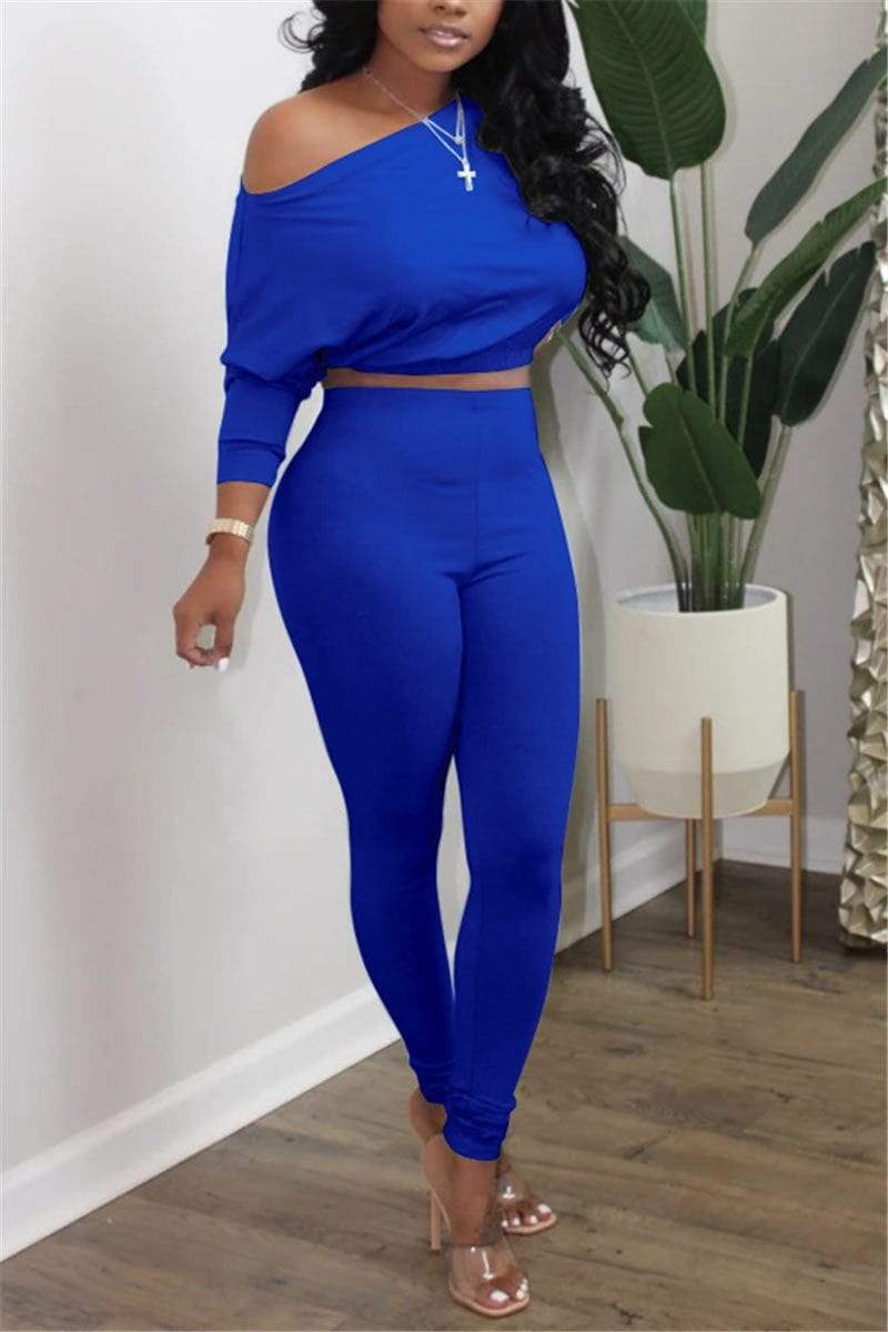 Casual Long Sleeve Solid Color Two Piece