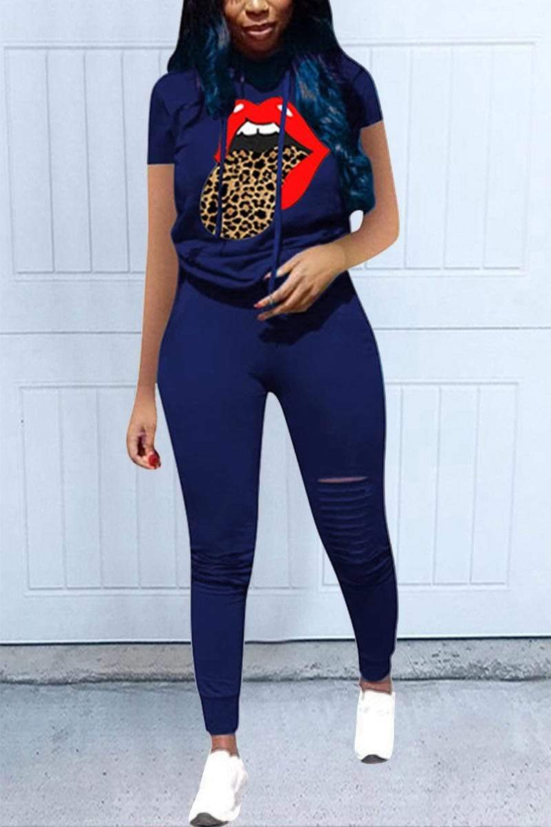 Casual Sportswear Print Two Piece