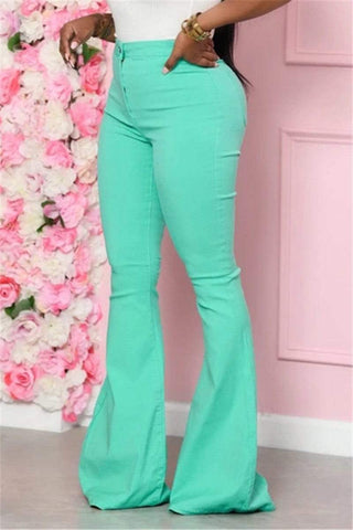 Fashion Casual Boot Cut Solid Trousers