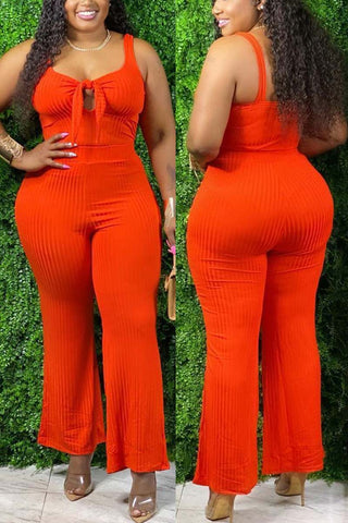 Sexy Solid Color Plus Size Two Piece