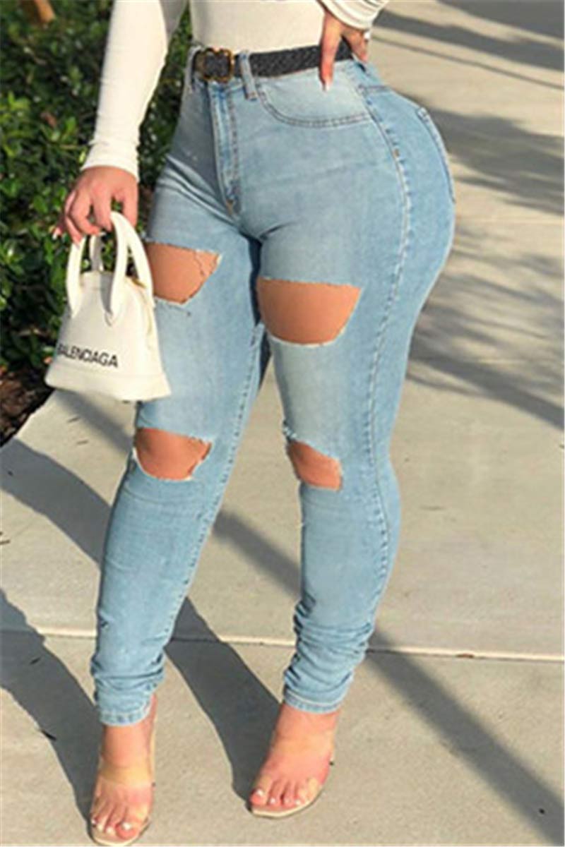 Fashion Casual Skinny Jeans (Without Belt)