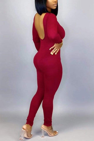 Sexy Skinny Solid Jumpsuits（Without Belt）