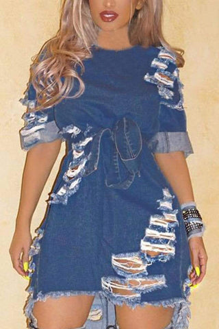 Fashion Sexy Denim Hole Dress