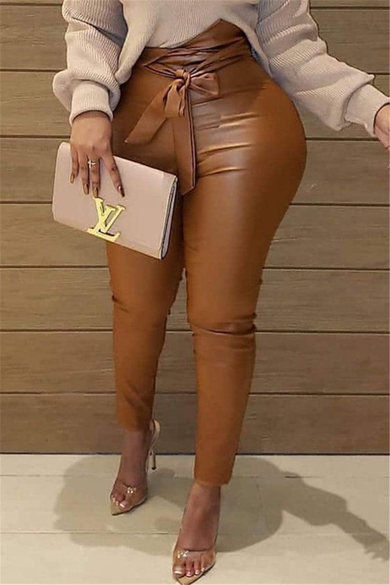 Fashion Casual Skinny Leather Trousers
