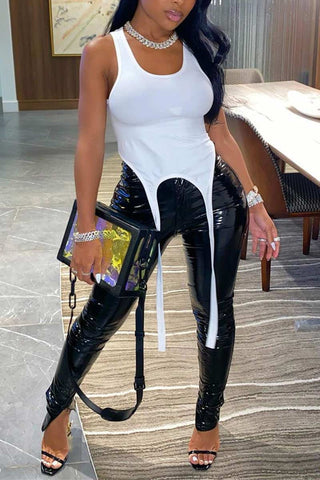 Fashion Skinny Solid Color Leather Pants