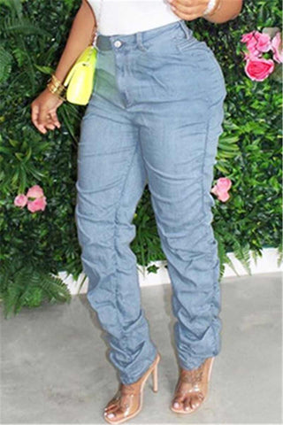 Fashion Casual Regular Fold Jeans