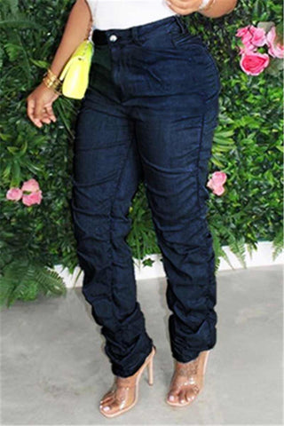 Fashion Casual Regular Fold Jeans