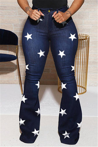 Fashion Casual Stars Print Trousers