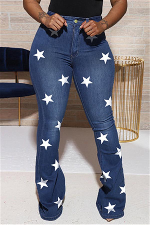 Fashion Casual Stars Print Trousers