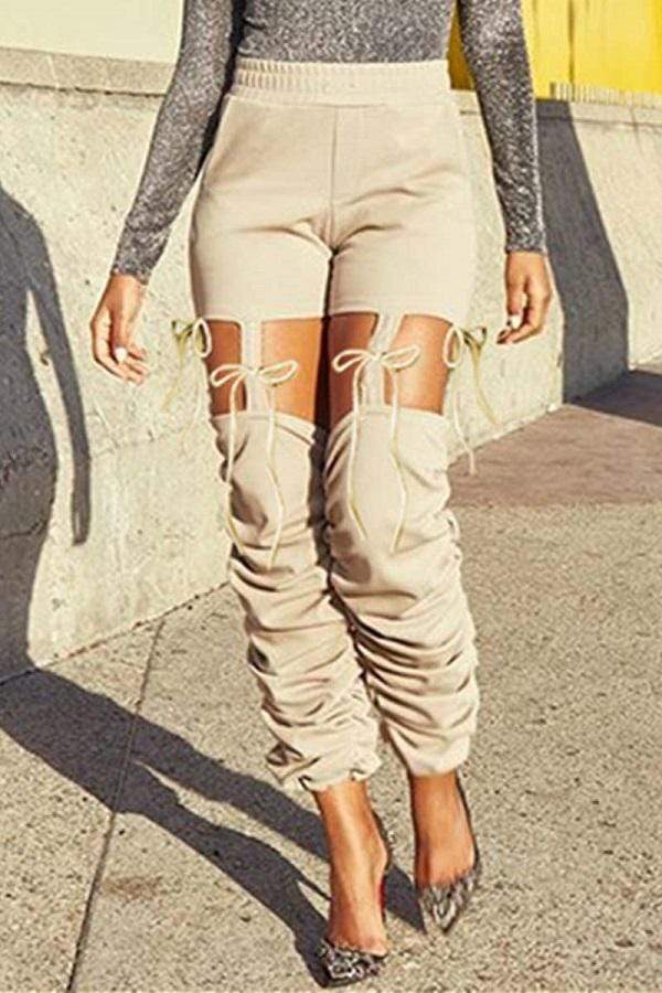 Fashion Sexy Solid Hollow Trousers