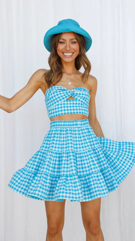 blue-plaid-print-crop-top-and-skirt-sets
