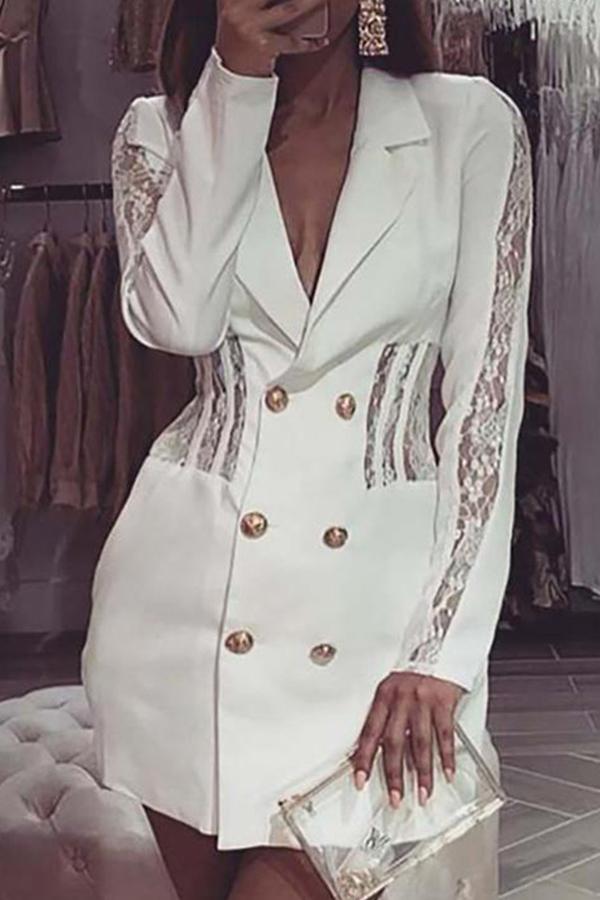 Elegant Fashionable Lace Stitching Slim Suit Dress