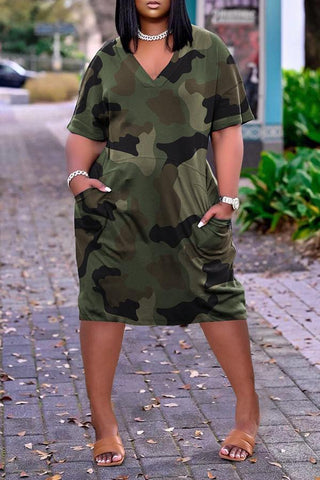 Free-shipping-online-clothing-sale-regular-short-sleeve-classic-camouflage-v-neck-casual-wear-dress-lc01809