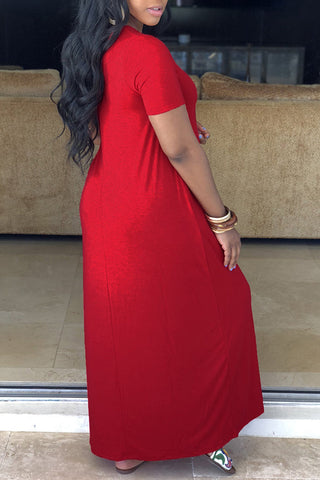 Free-shipping-online-clothing-sale-long-short-sleeve-cozy-solid-color-v-neck-one-piece-dress-mu00738