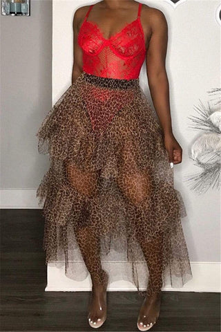Sexy Leopard Yarn Skirt