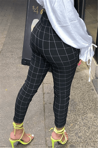 Sexy Checked Tight Trousers