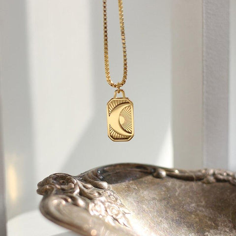 18k Gold Plated Sun and Moon Necklace