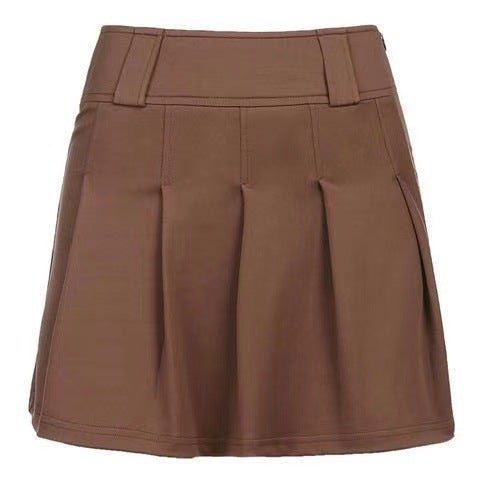 Backless Tie Brown Top&Skirt Set